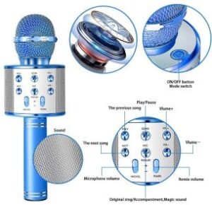 Bluetooth Handheld Karaoke Speaker Player Machine For Kids Adults Home Ktv Party For Android/Iphone/Ipad/Pc (Random Color)